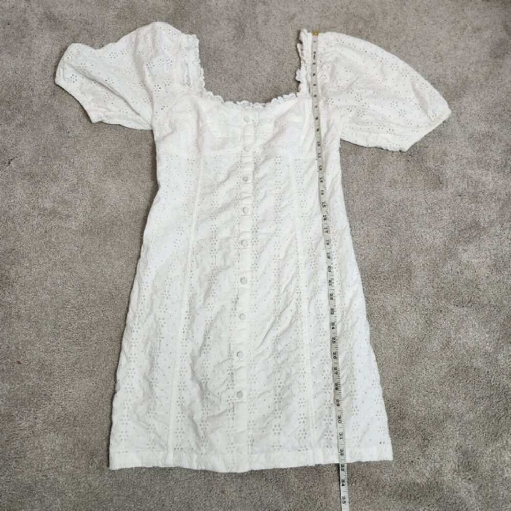 Gap White Peasant Eyelet Puff Sleeve Cotton Dress Size Small - Picture 11 of 15